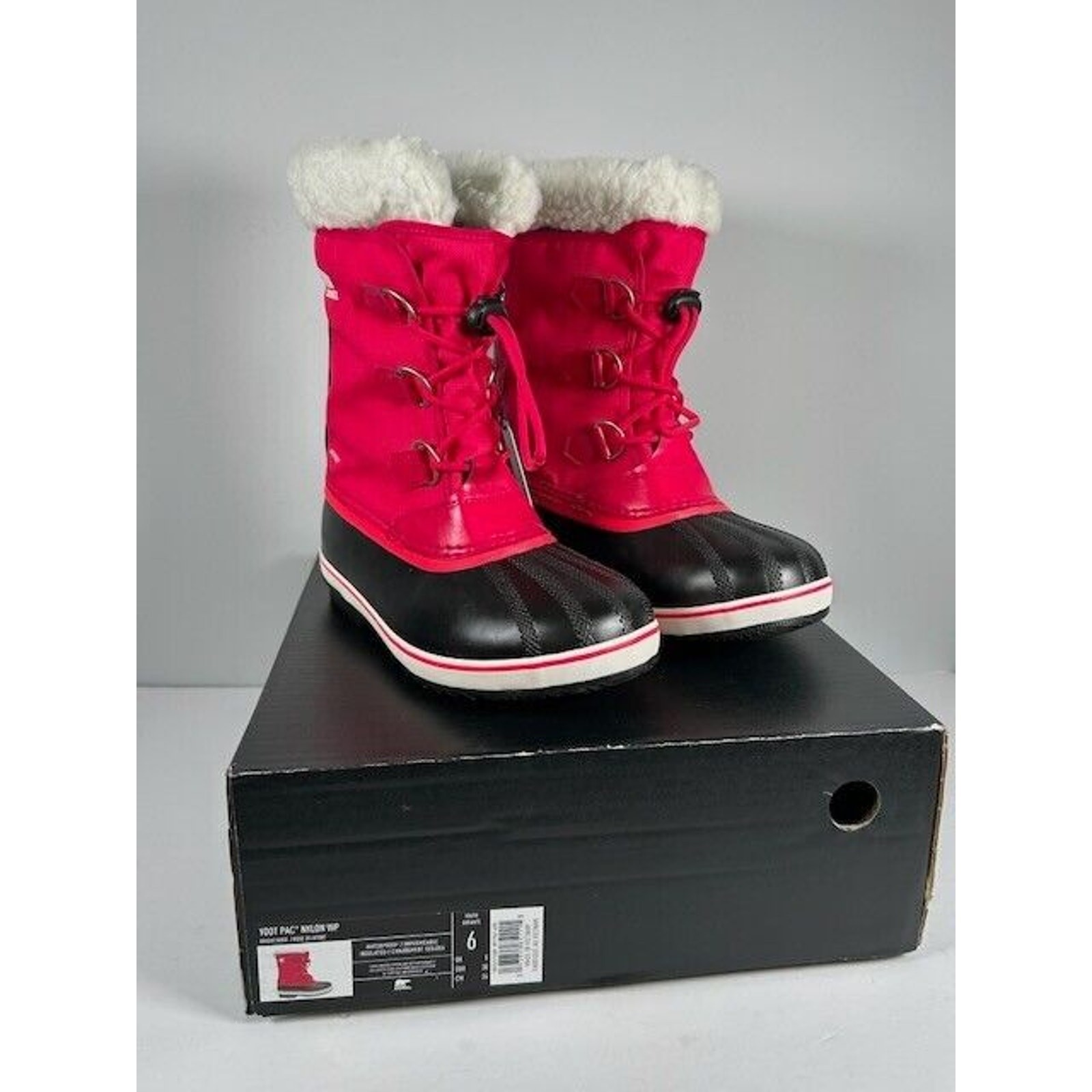 Sorel YOOT PAC Nylon Waterproof Winter Boots Insulated Bright Rose Youth Size 6