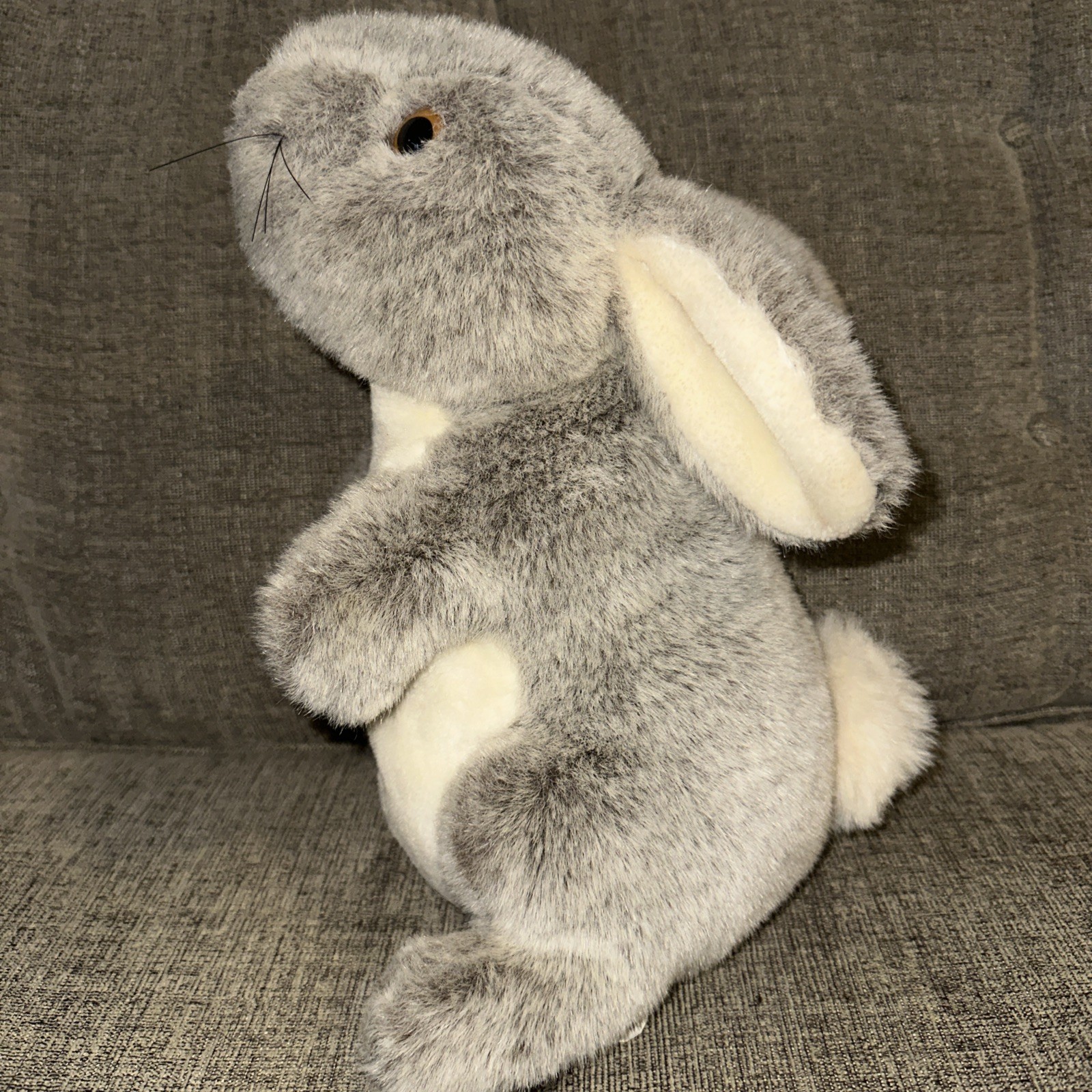 Vintage Gray White Eden Toys Plush Bunny Rabbit Stuffed Animal