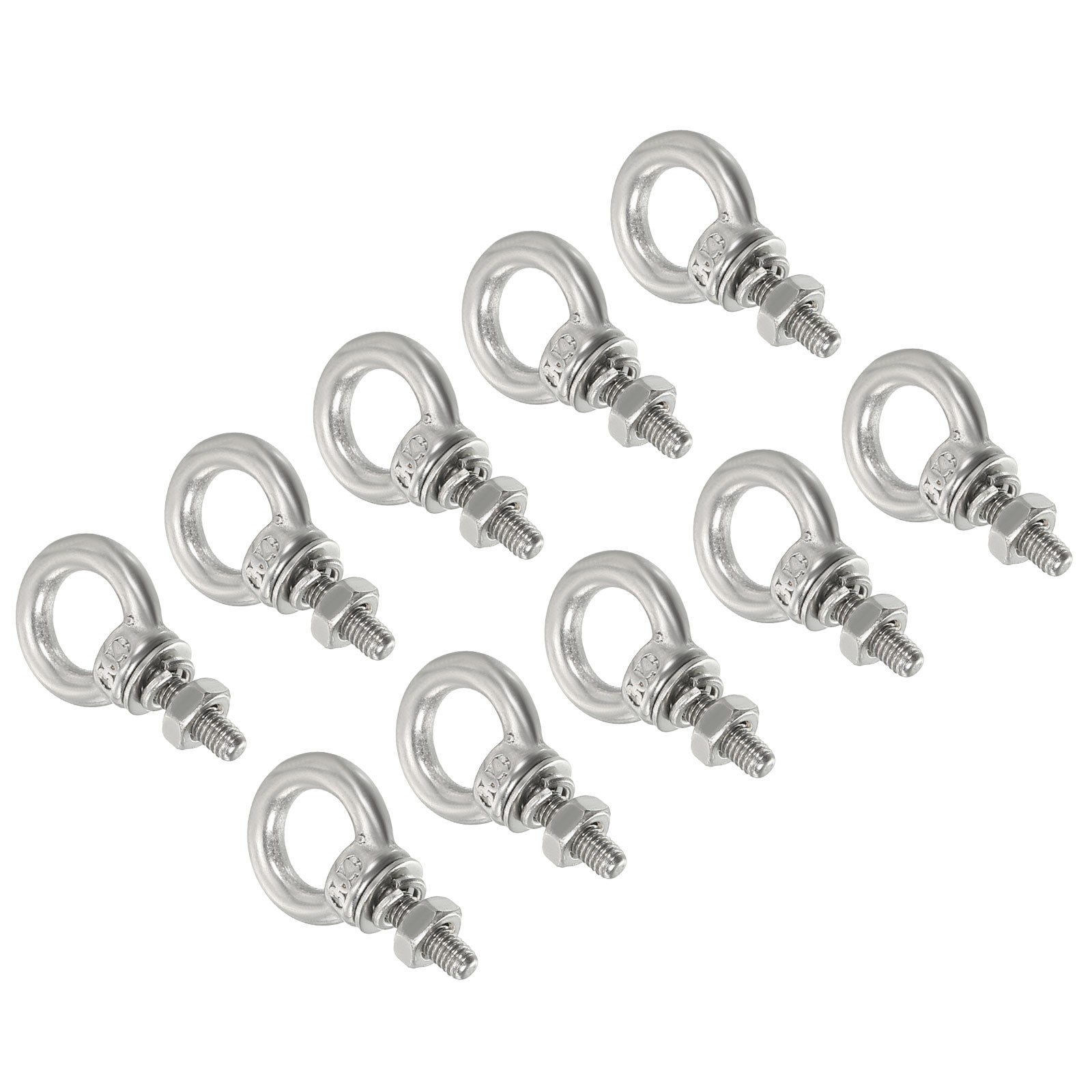 M3x90 1/8"x3-1/2" Stainless Steel Eye Bolts Threaded Screw Eyebolt, 10 Set