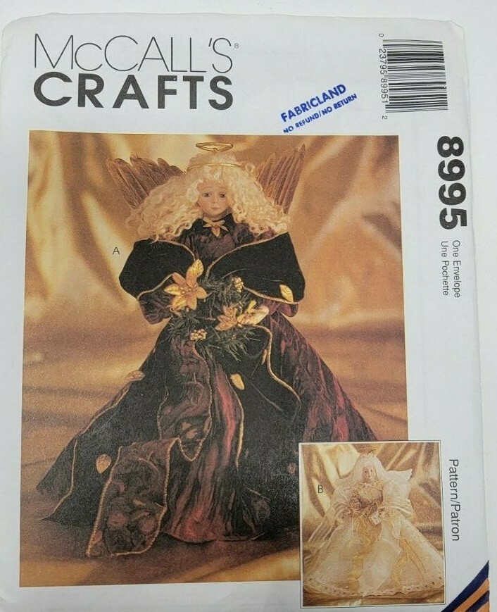 McCalls 8995 Large Christmas Angel 16" Doll Craft Sewing Pattern 