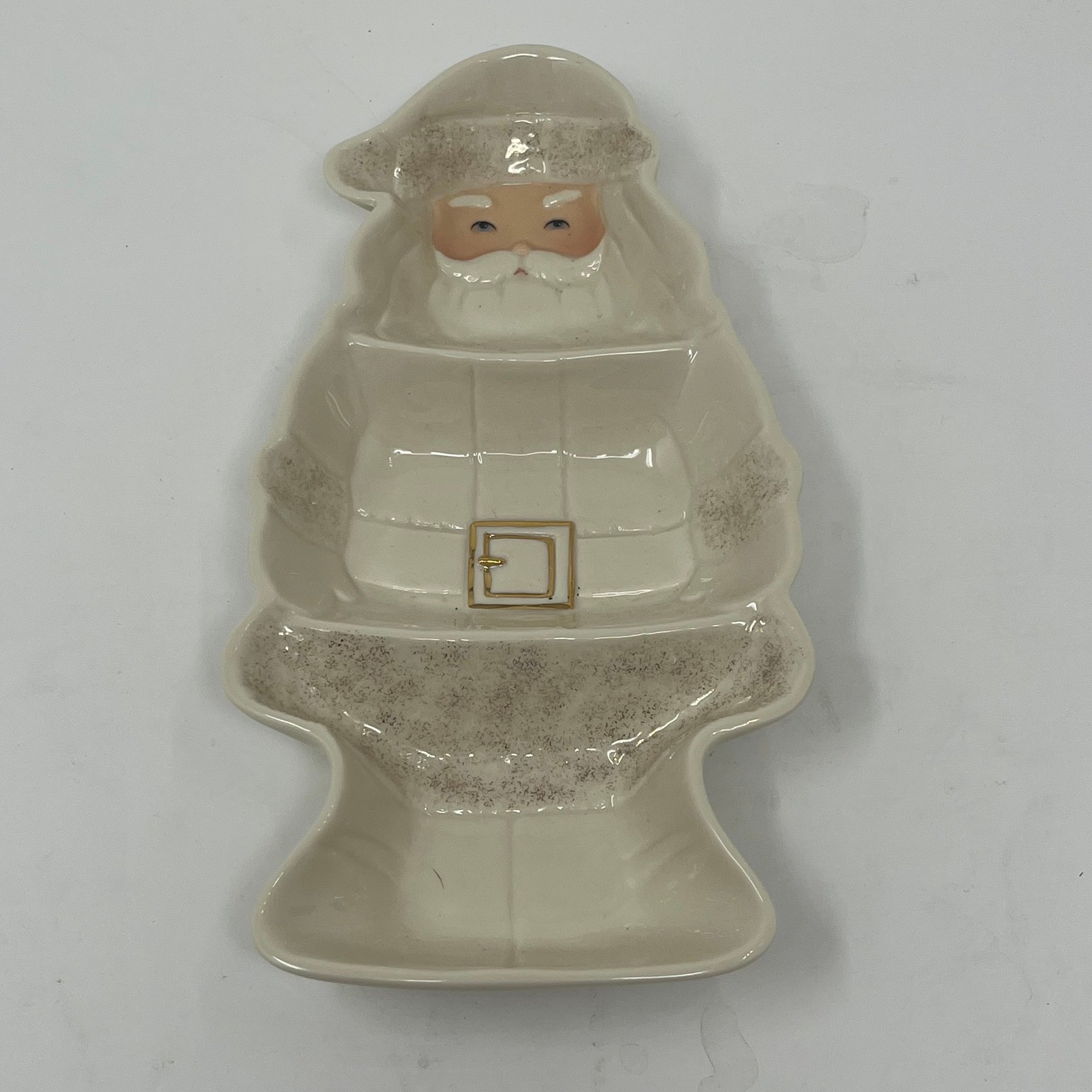Lenox Ivory Santa Claus Visit Christmas Divided Candy Nut Trinket Dish Holiday