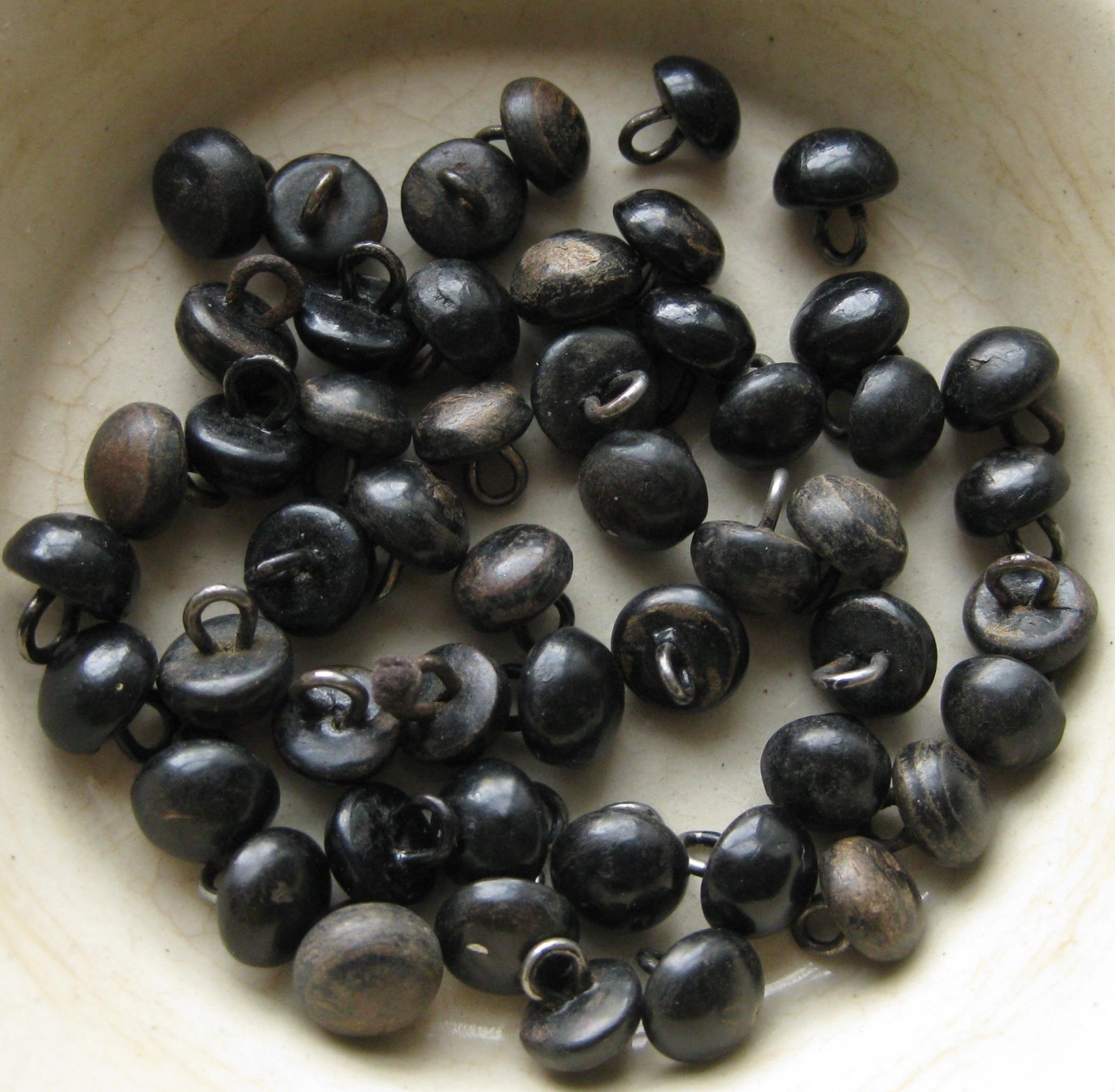 Antique Vintage Lot of 50 Leather Shank Shoe Buttons - 5/16"