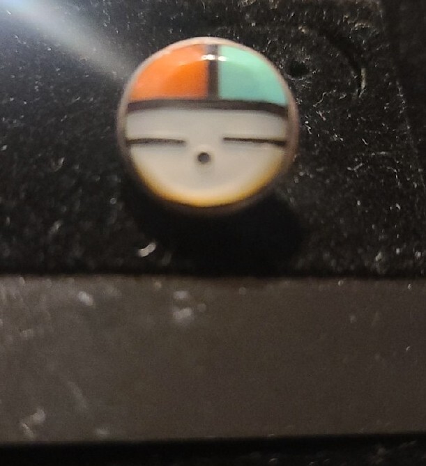 Zuni HOMER Vacit sunface stud earring  1  Only spiney oyster shell, Turquoise Mo