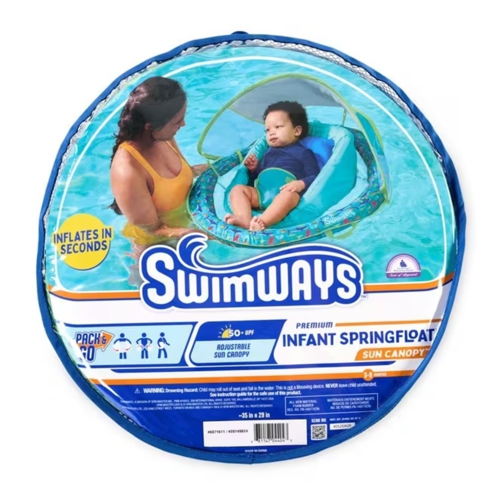 SwimWays Premium Infant Spring Float Sun Canopy UPF 50+ - Ages 3-9 Months