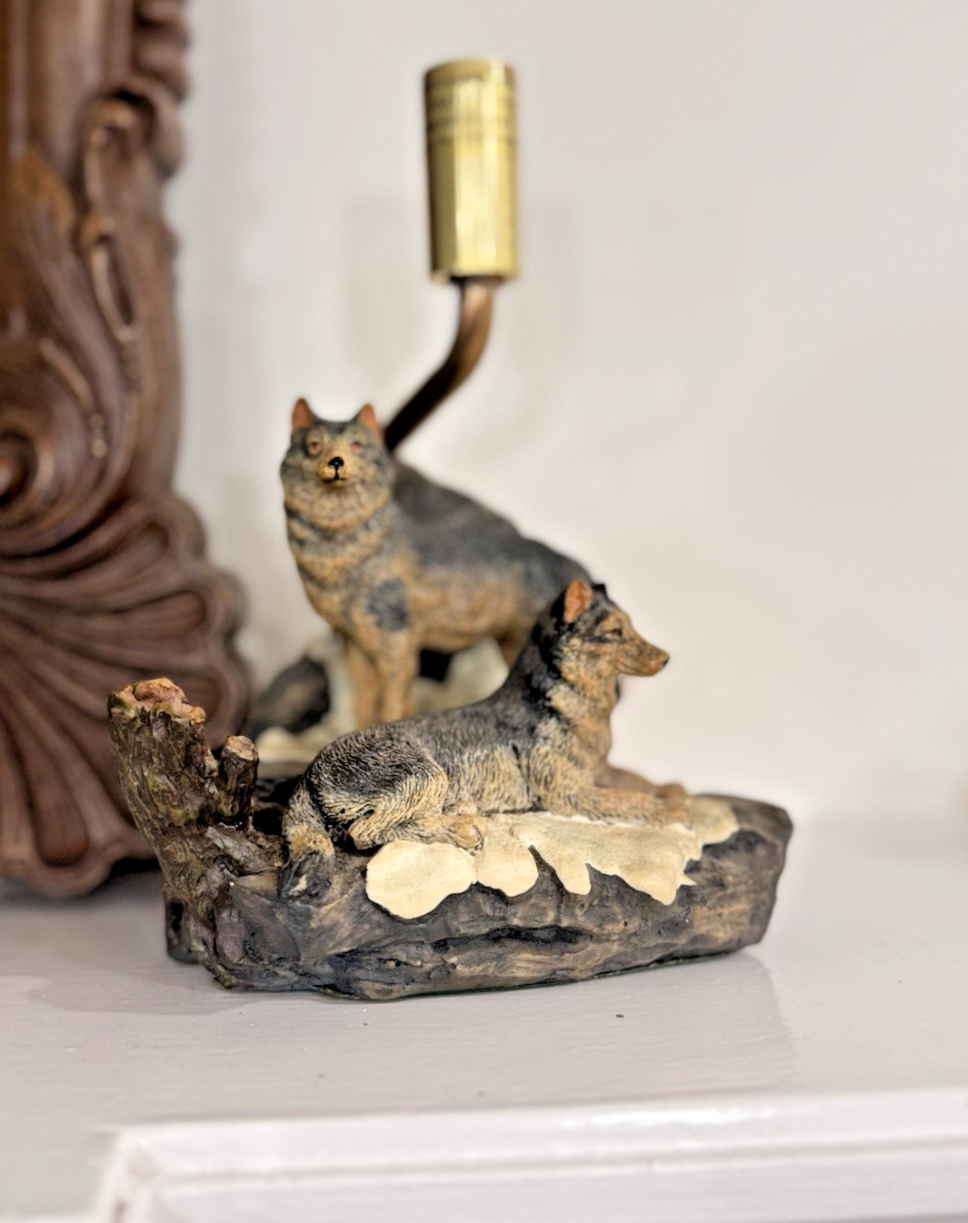 Al Agnew Spirit of the Forest Wolf Art lamp by , limited edition. Table Lamp