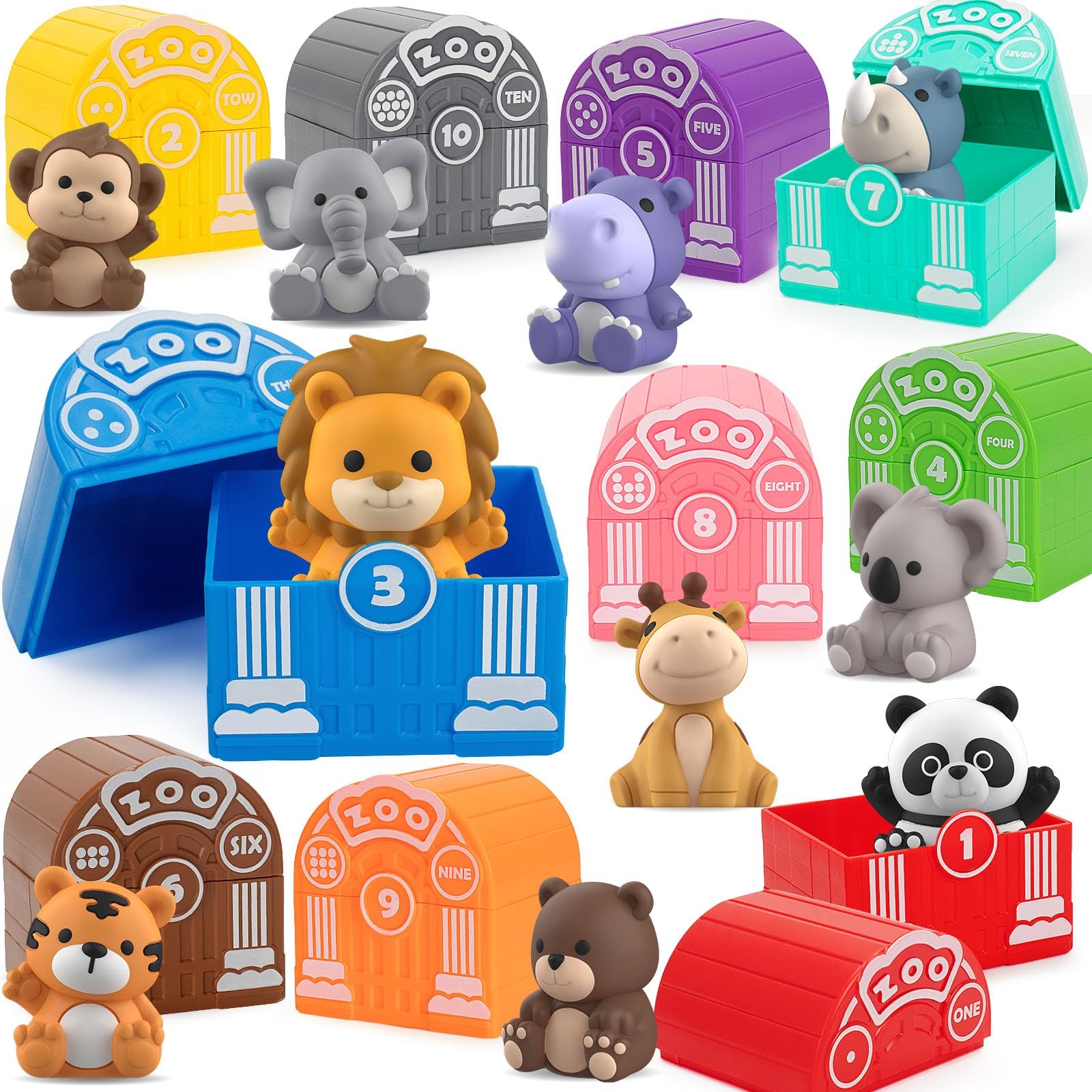 Learning Toys for 1,2,3 Year Old Toddlers, 20Pcs Safari Animals Toys Montesso...