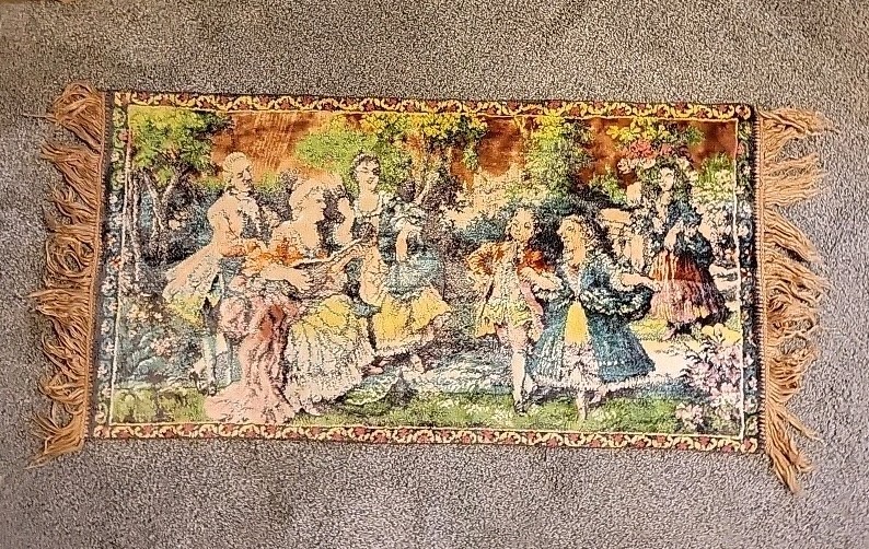 Vintage Woven Wall Tapestry Romantic Victorian Music Scene 40" x 20.5"