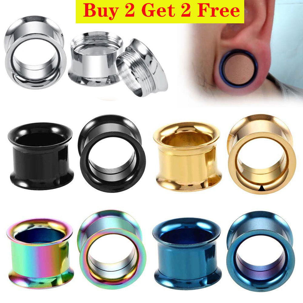1PC Stainless Steel Screw Tunnels Plugs Hollow Ear Gauges Earrings Expander +
