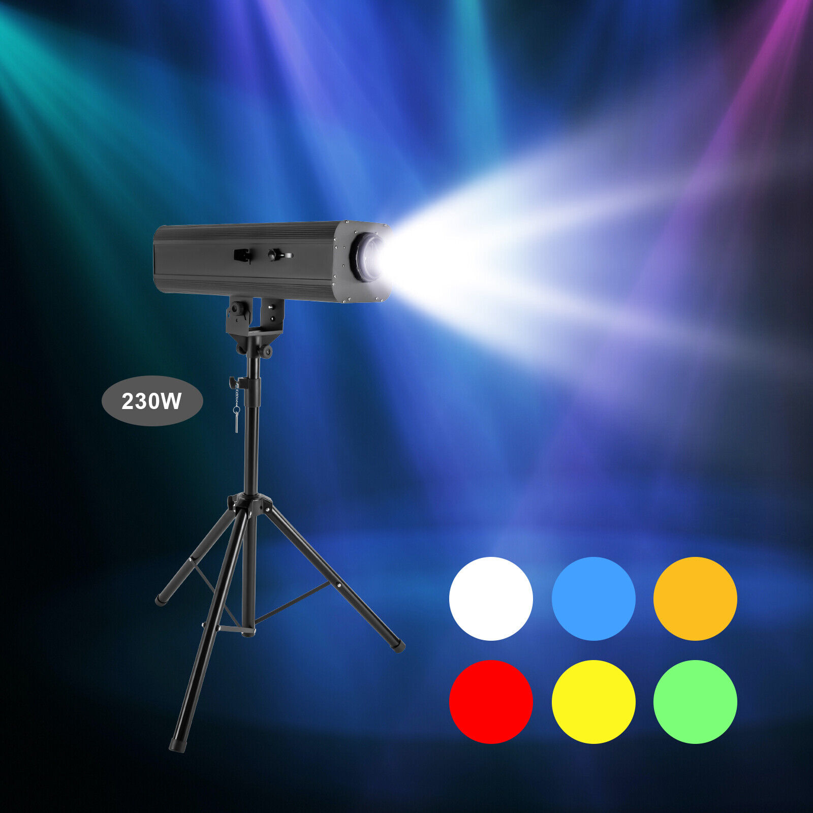 6 Color LED Follow Spot Light DJ Party Theater Disco Stage Spotlight with Stand