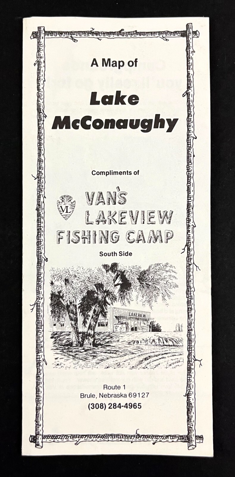 1970s Lake McConaughy Brule Nebraska Van's Lakeview Fishing Camp VTG Travel Map