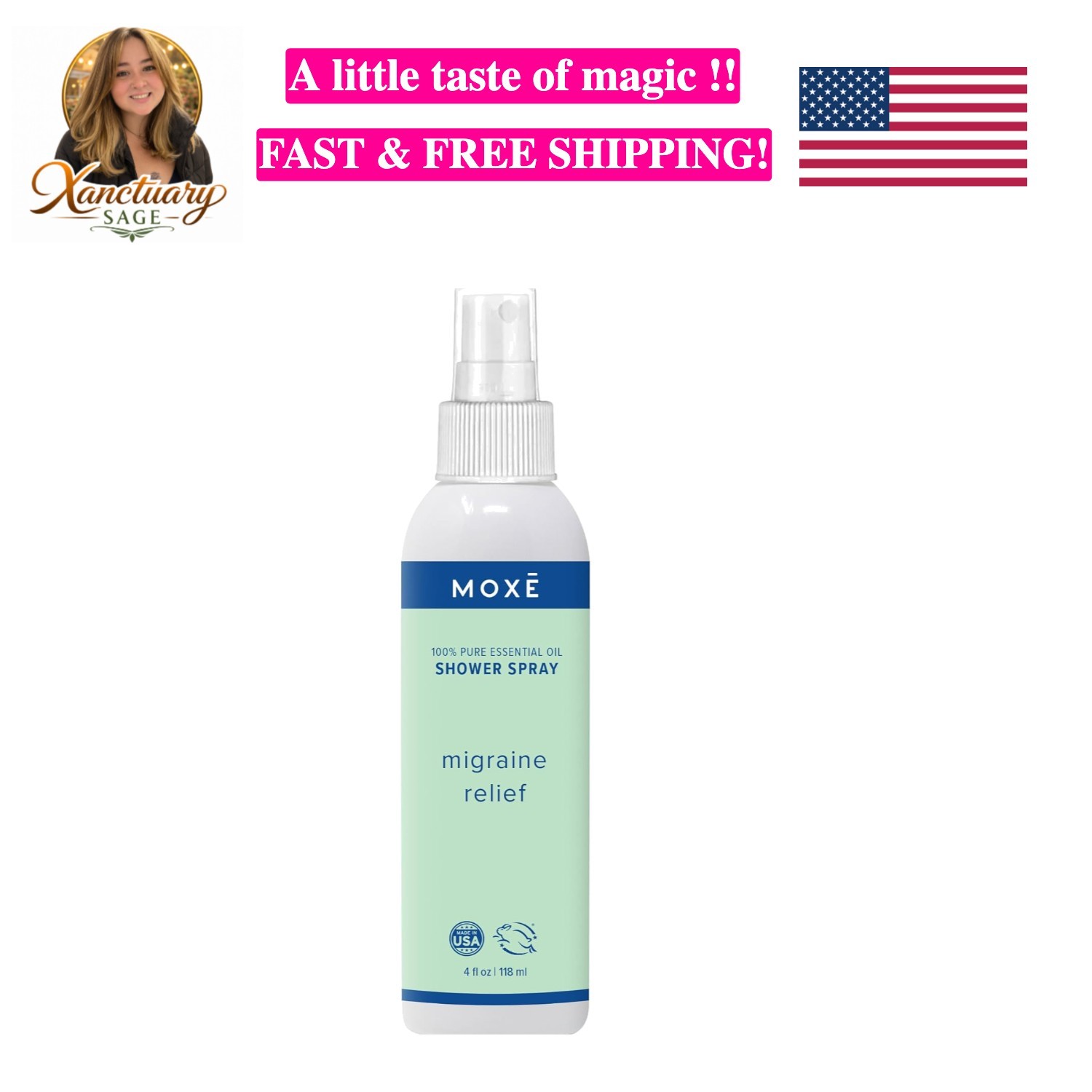 Migraine Relief Aromatherapy Shower Spray, Essential Oils for Headaches & Ten...