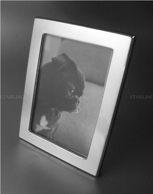 Small Plain Smooth And Elegant - Photo Frame 925 Sterling Mahogany Back (V1)