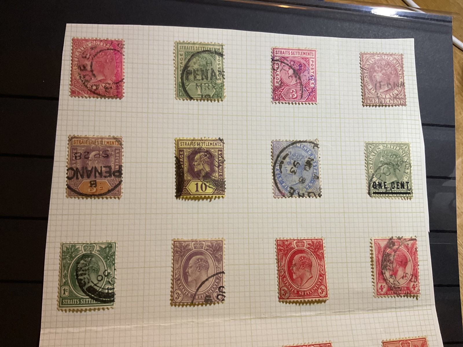 Straits settlements  mounted mint or used stamps on 2 cards  B3113