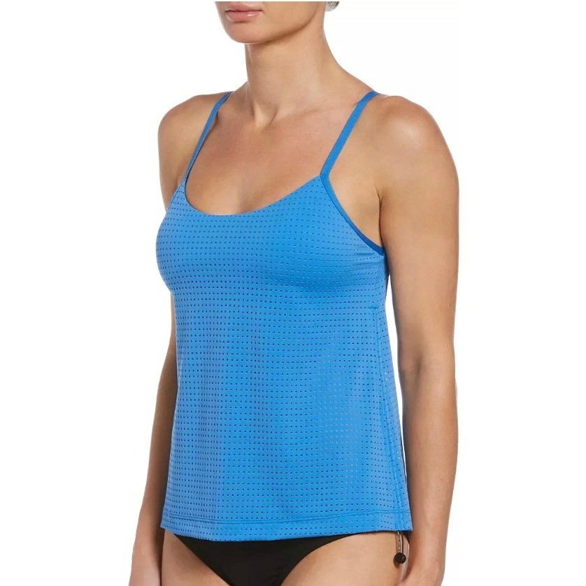 NIKE Swim Perforated Mesh Tankini Top Womens Size M Racerback Athleisure NWT