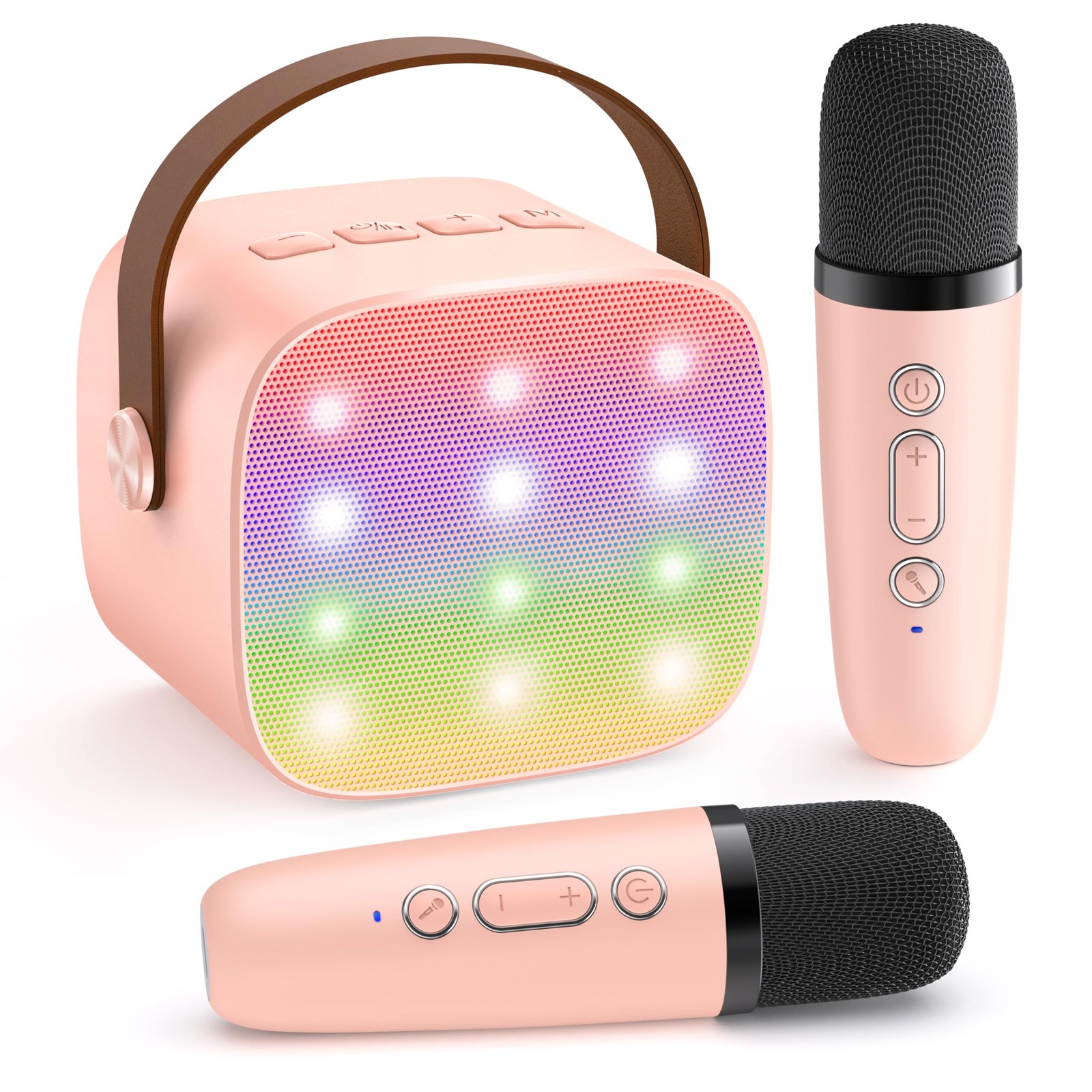 YLL Mini Karaoke Machine for Kids Adults, Portable Bluetooth Speaker Pink 