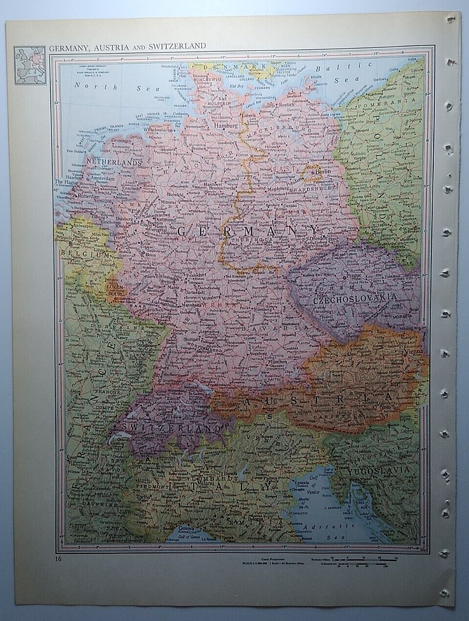 1957 Vintage GERMANY Atlas Map Old Authentic Antique MCM Encyclopedia Britannica