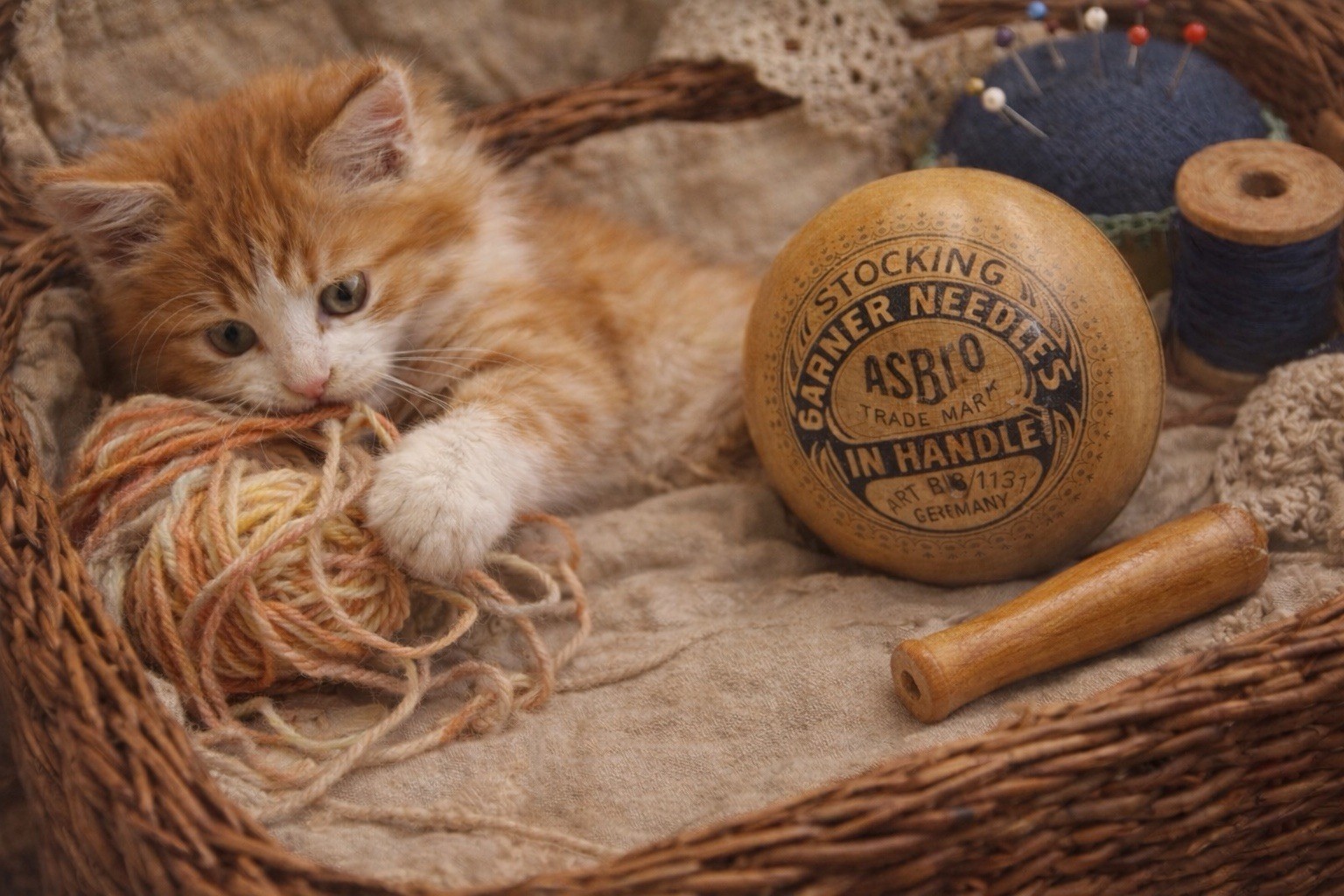 Vintage ASBO Darning Needle Holder Handle Sewing Tool Germany Wooden Antique