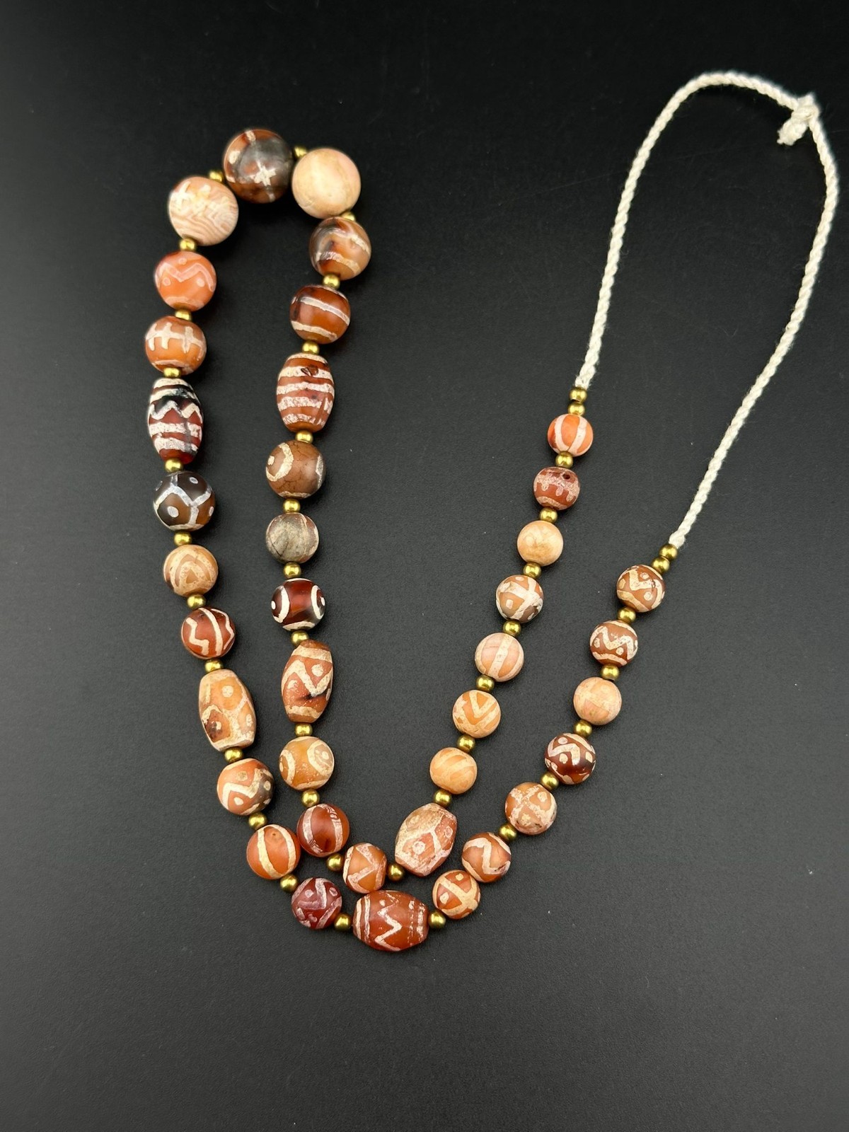 Ancient Etched Carnelian Longevity Beads over 2000 Year Old In great Condition