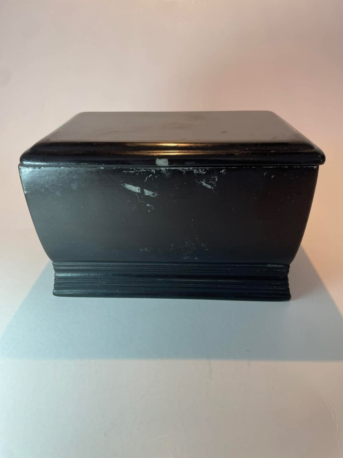 Vtg Pet Urn - Resin or Stone painted black. 6 inch by 4 by 3.5 inches 
