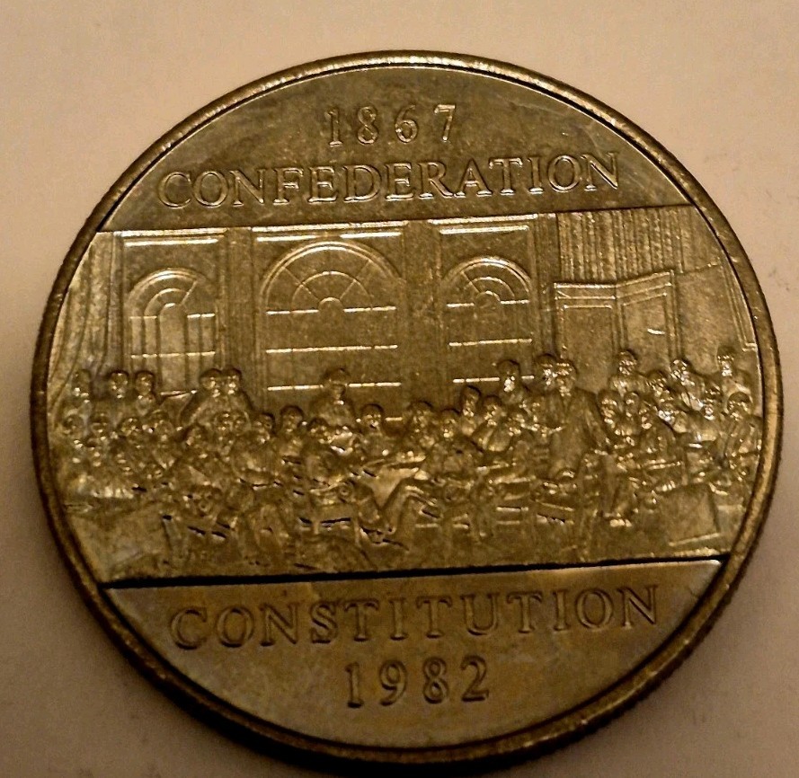 Canada Dollar Coin 1982 Confederation Constitution Queen Elizabeth II 