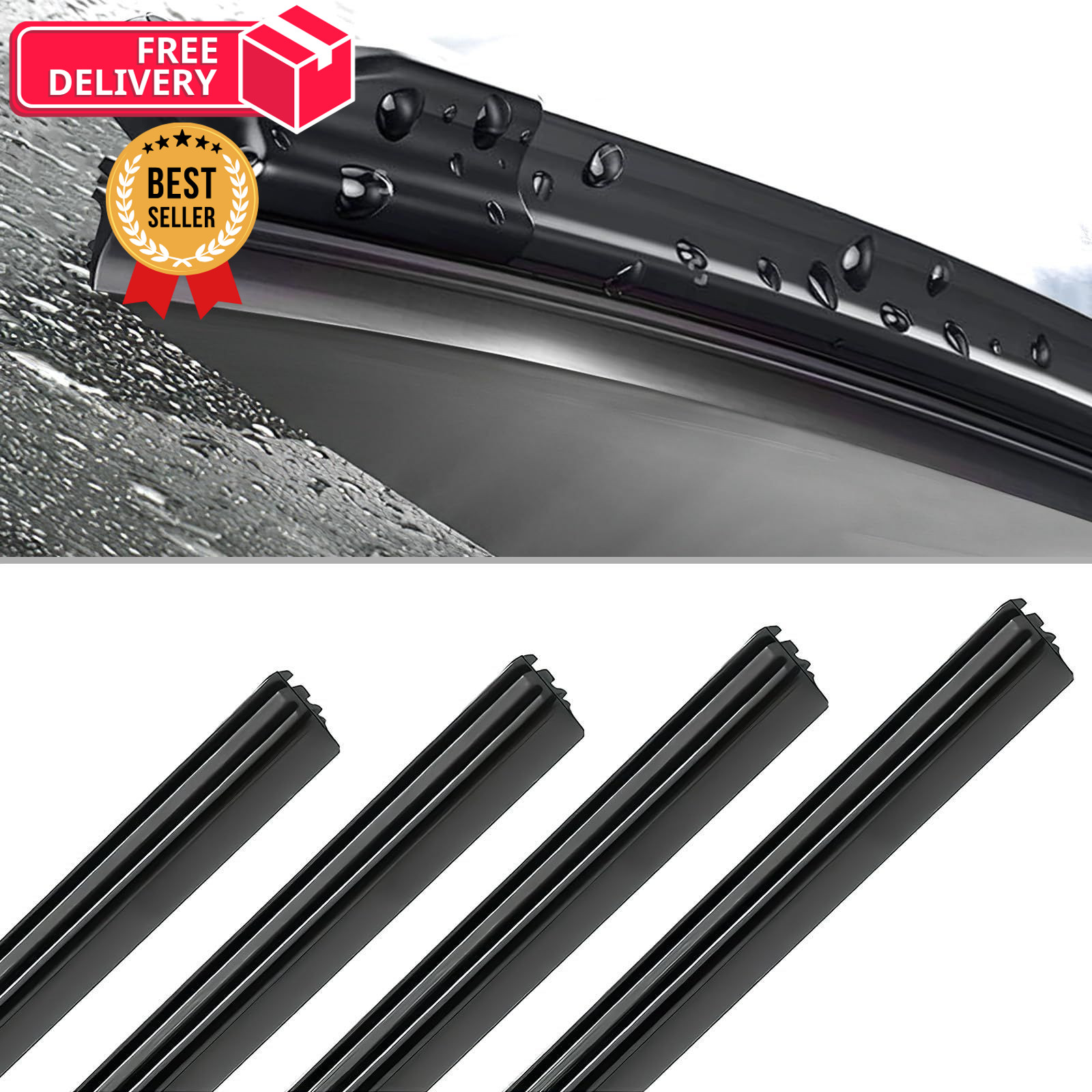 Hbxdeco 4PCS Car Windshield Wiper Blades Refills, 26" Adjustable Size of... 