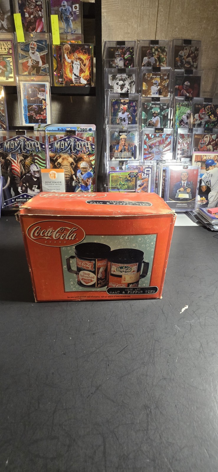 Coca-Cola Sign Salt & Pepper Tins Red Black Soda Theme Collectible Advertising