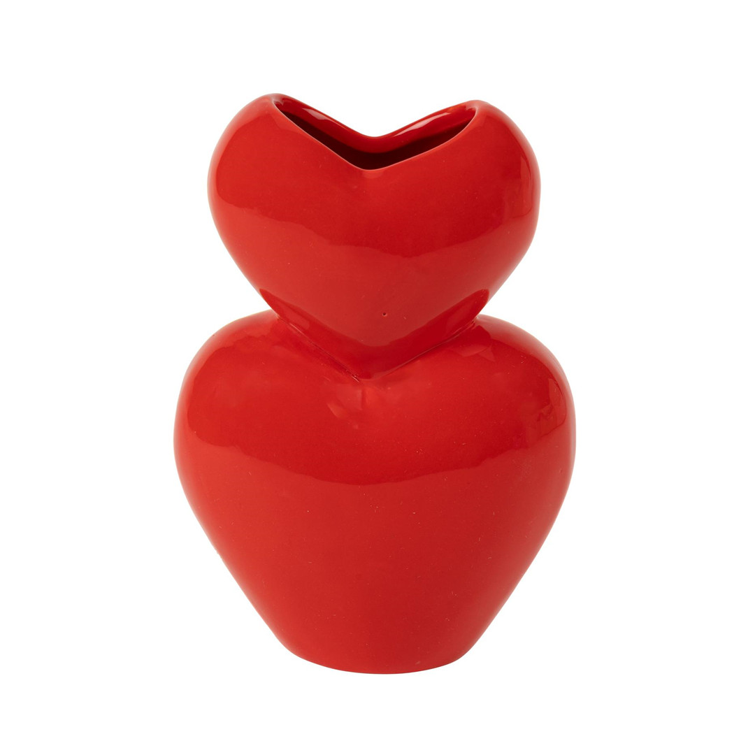 Vaso Ceramica Cuore Doppio Rosso 12x17x6,7 Cm