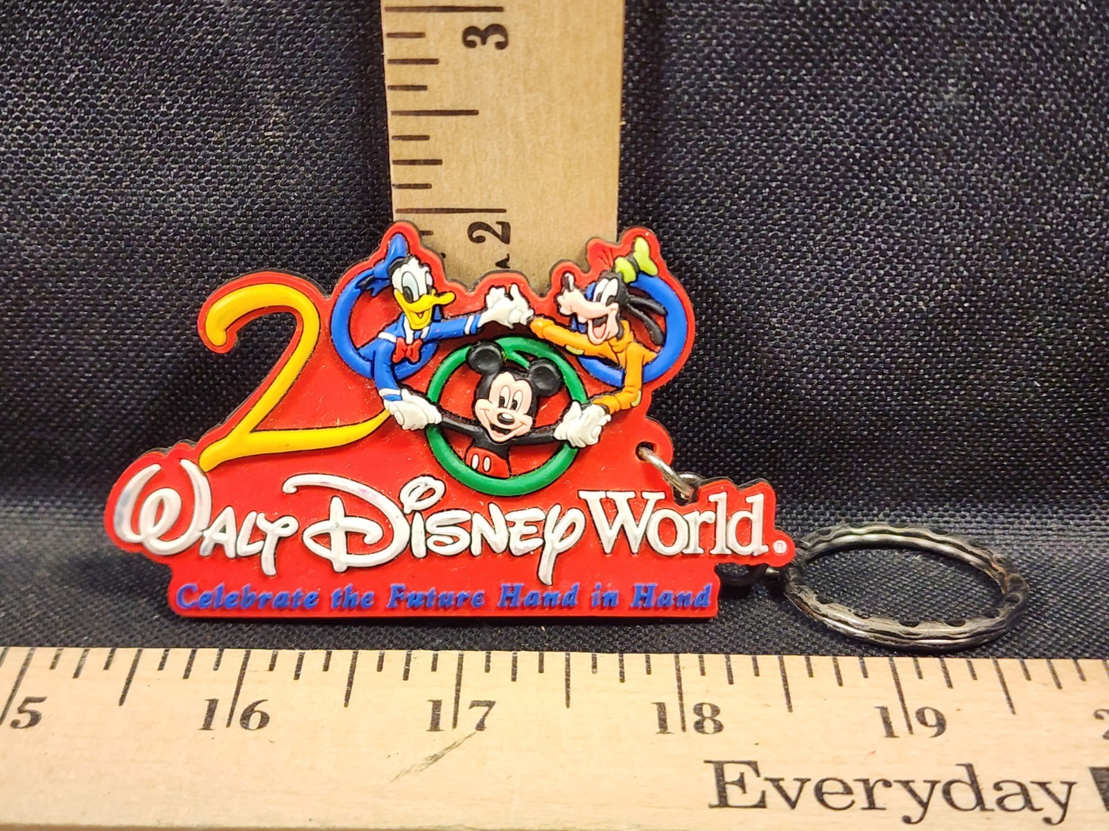 Vintage Walt Disney World Key Chain "Celebrate The Future Hand In Hand" Used