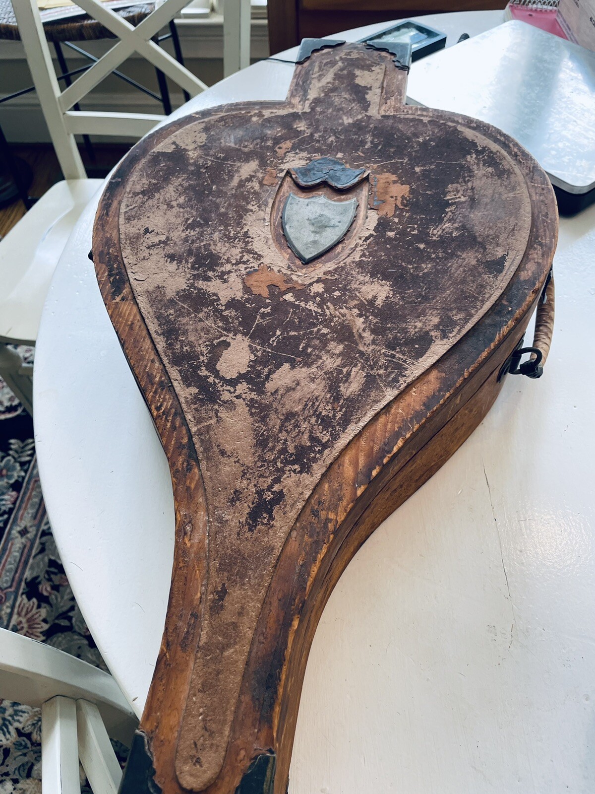 antique wooden Organ bellows case portable 25 x 13 x 4 1/2