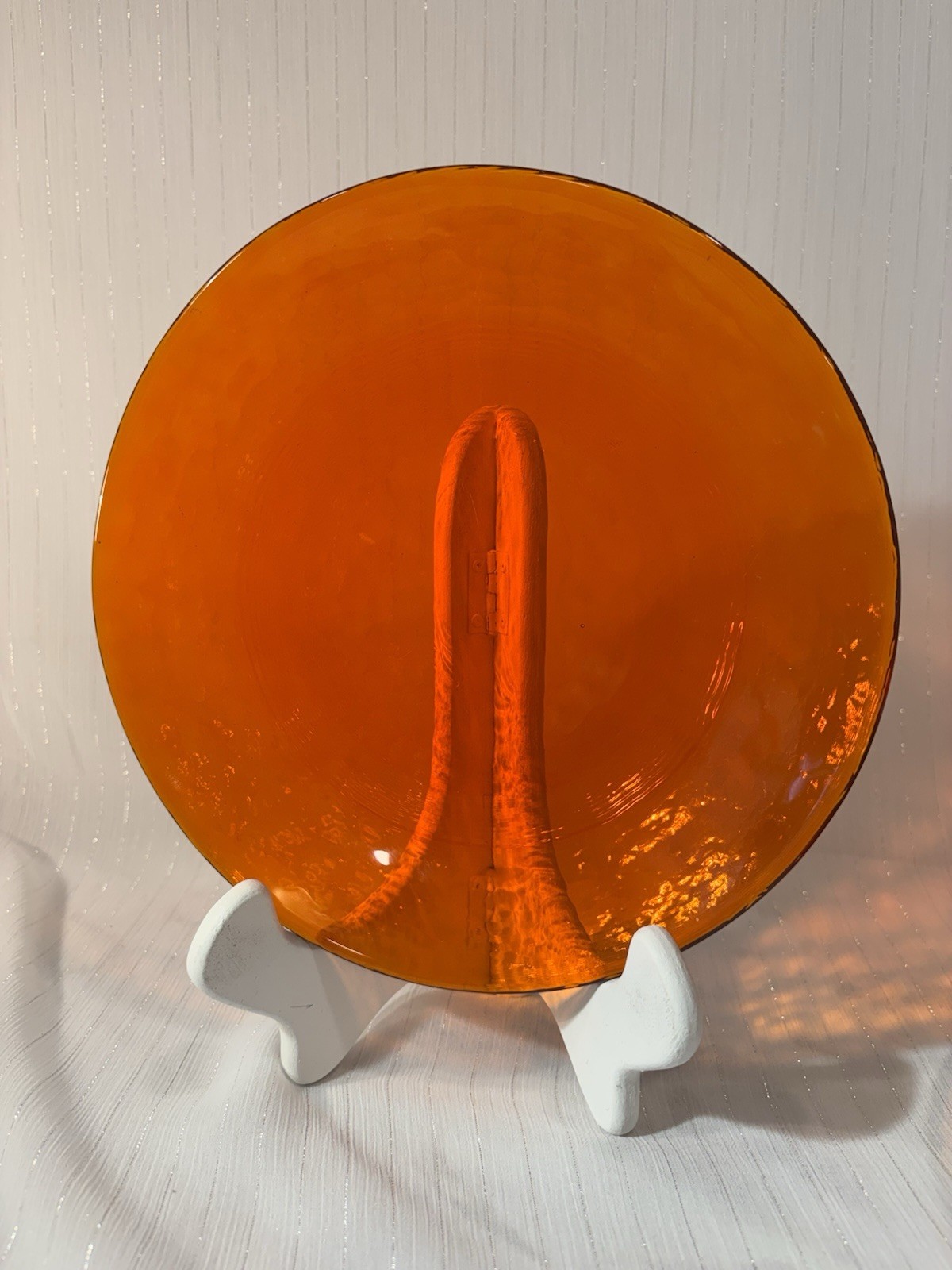 Vintage Orange Art Glass Charger Plate 11” Handblown Decorative Glass 