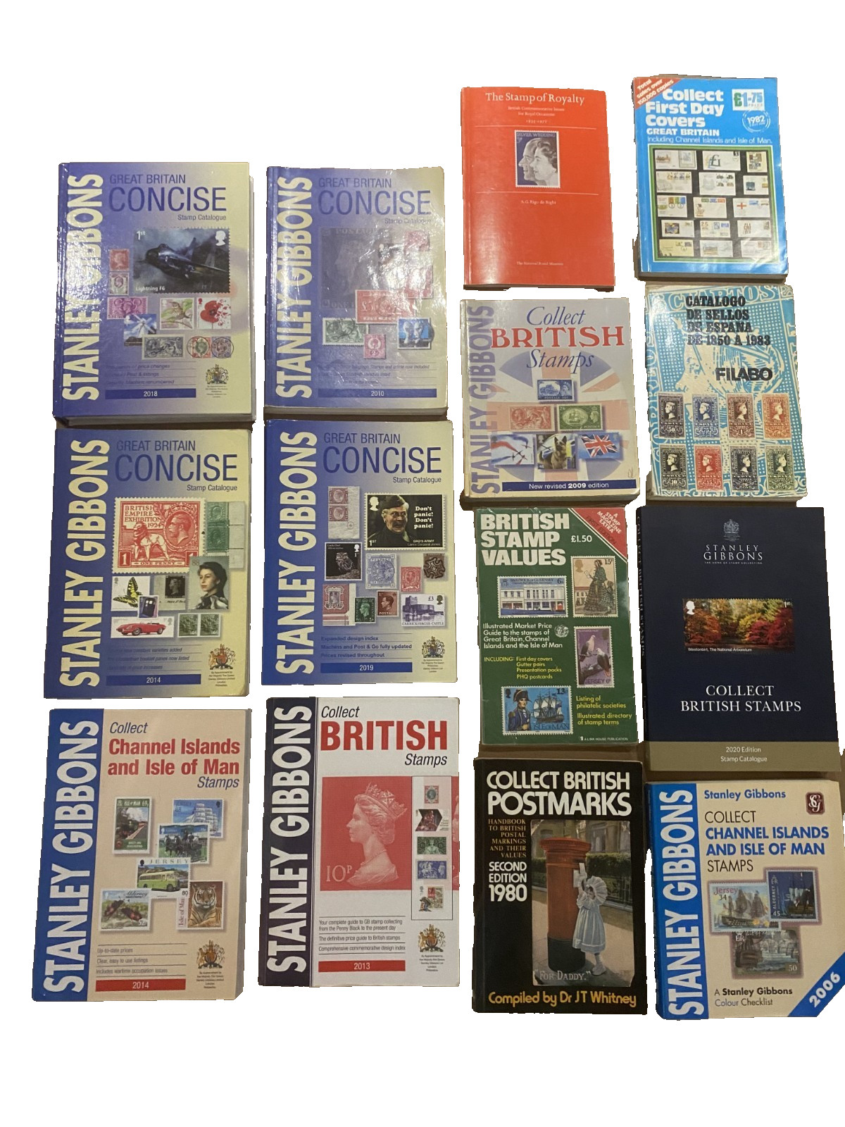 GB STAMP CATALOGUES/BOOKS  MAINLY STANLEY GIBBONS x 14
