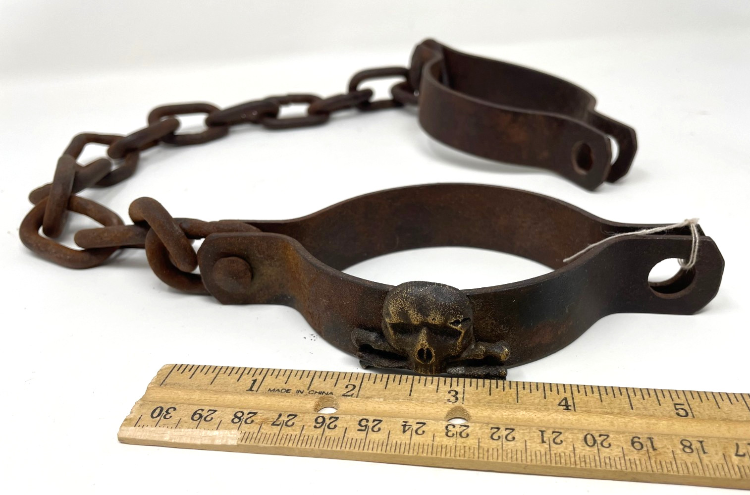 Handcuffs Cast Iron with Skull and Cross Bones Replica