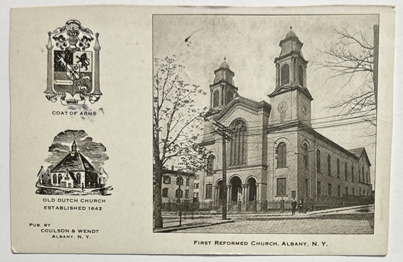 First Reformed Church Albany NY New York Posted 1908 Antique Postcard