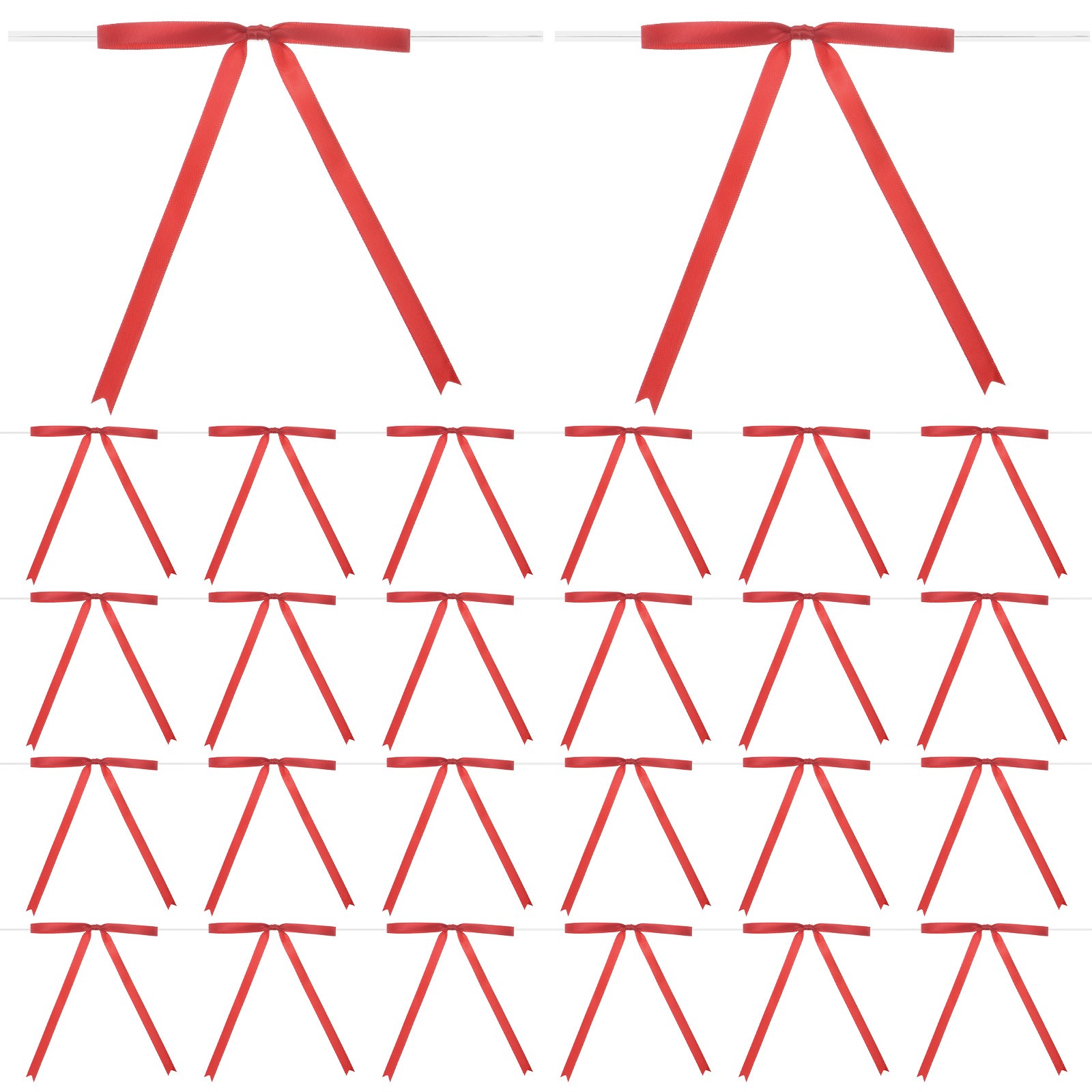 50-Pack Satin Ribbon Twist Tie Bows 7x5" Bow Twist for Gifts[Red]