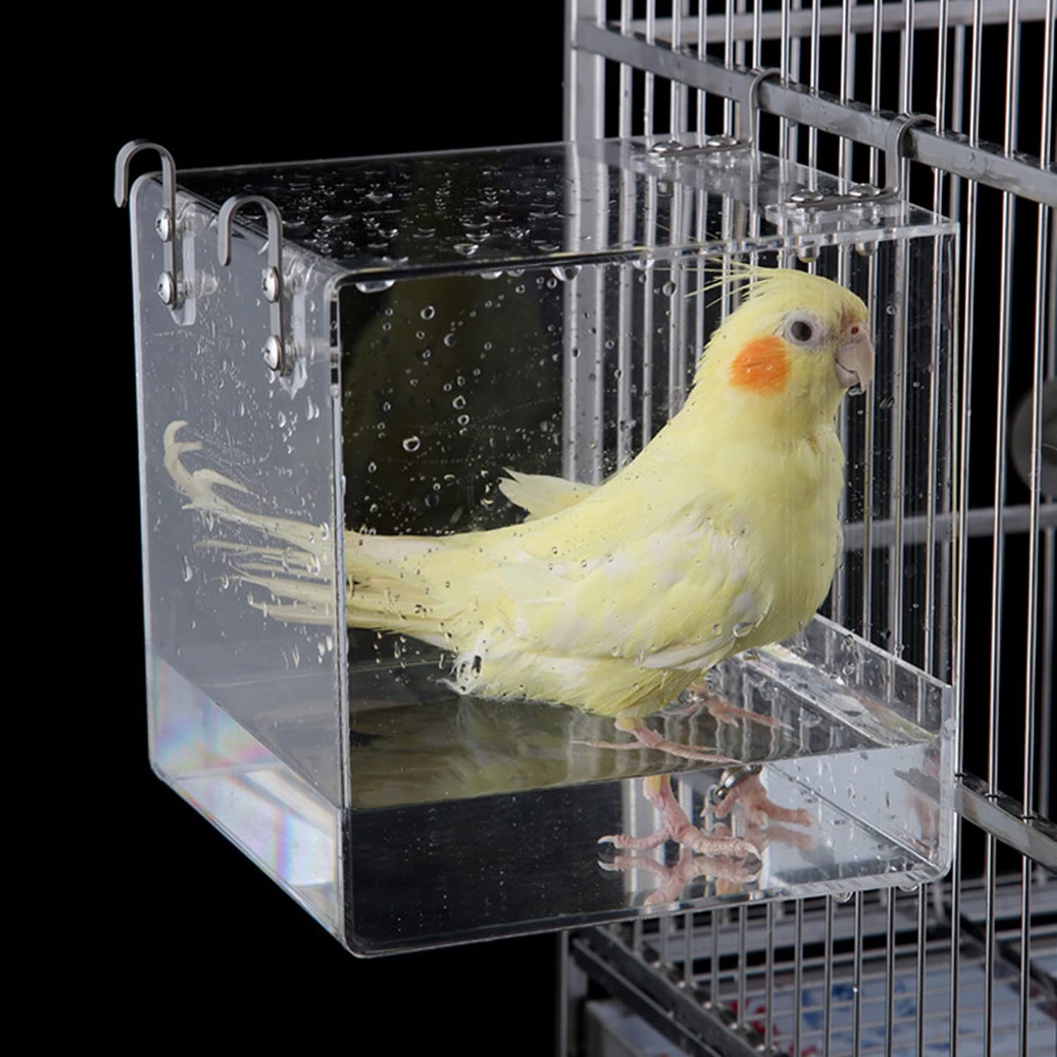 Hanging Bird Bath Cube Bird Bathtub Bath Shower Box Bowl Cage Accessory for L...