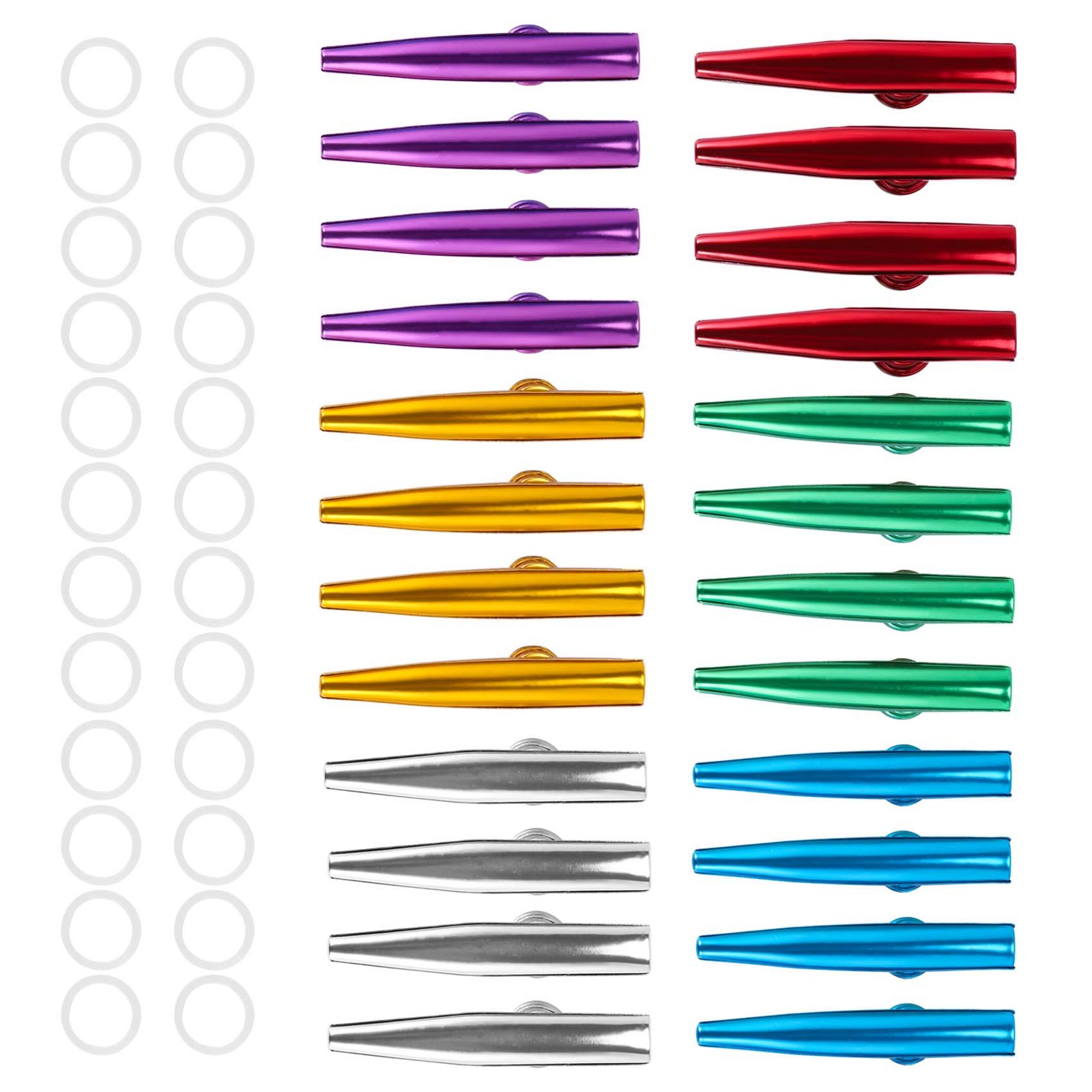 24-Pack Metal Kazoos with 24 Pcs  Flute Diaphragms 6 Colors,Good1829