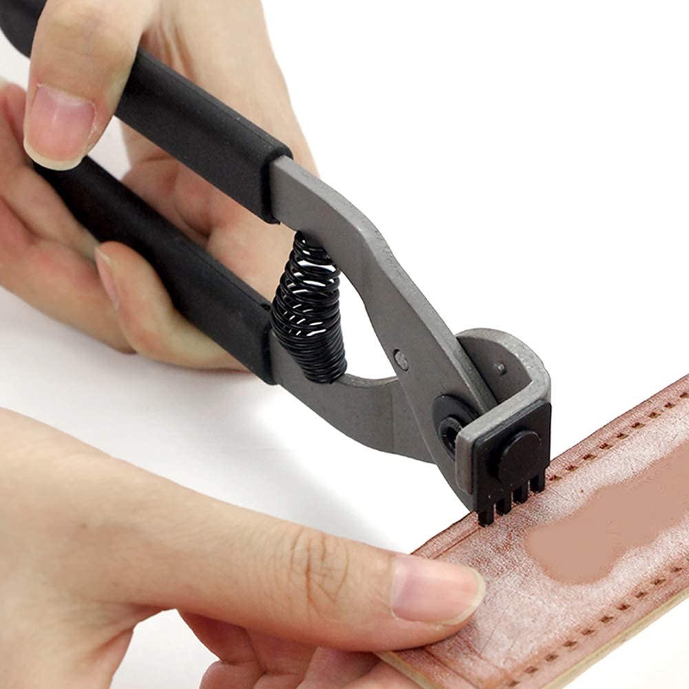 Leather Craft Hole Punch Tool, 17cm Handheld Carbon Steel Leather Silent Plie...