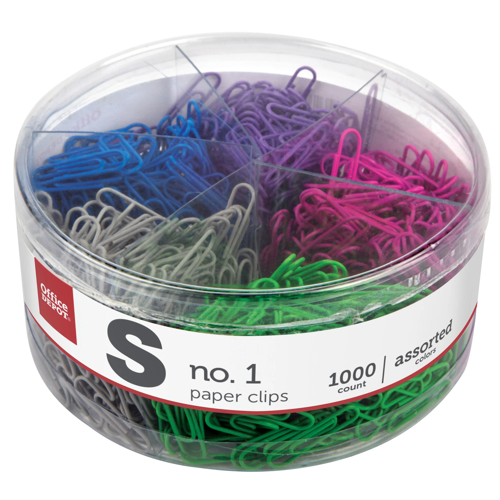 Office Depot Brand #1 Paper Clip Combo Pack, 1", Assorted Colors, Pack Of 1,000