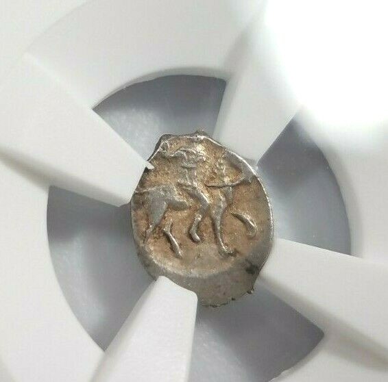 Ivan IV The Terrible Russia NGC AU50 Silver Denga AD 1533-1584 Horse Coin Tyrant