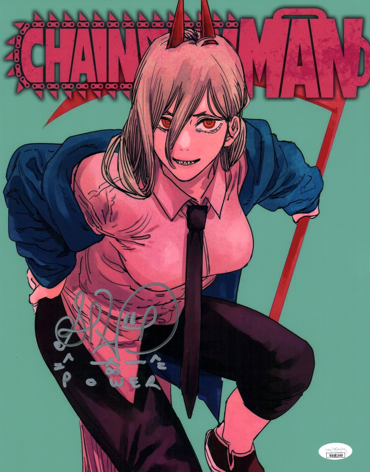 Sarah Wiedenheft Chainsaw Man 11x14 Signed Photo Poster JSA Certified Autograph