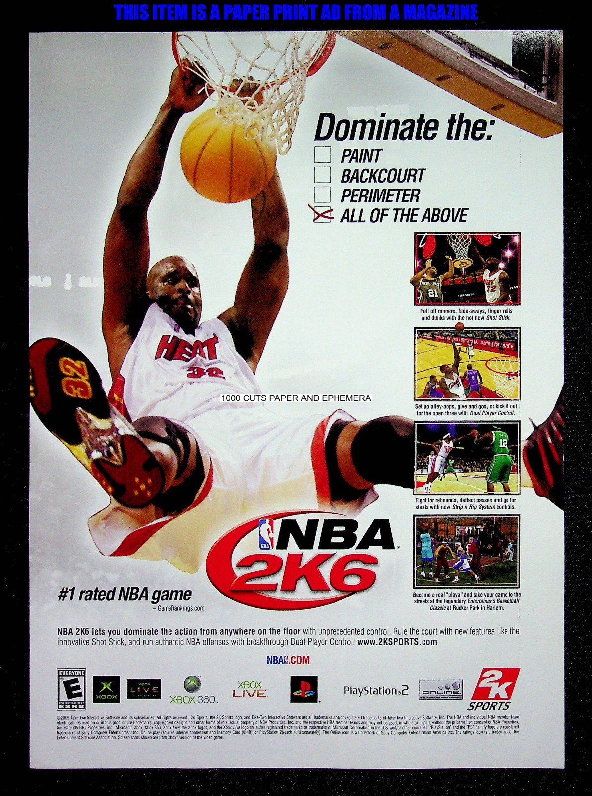 NBA 2K6 2K Sports 2005 Trade Print Magazine Ad Poster ADVERT