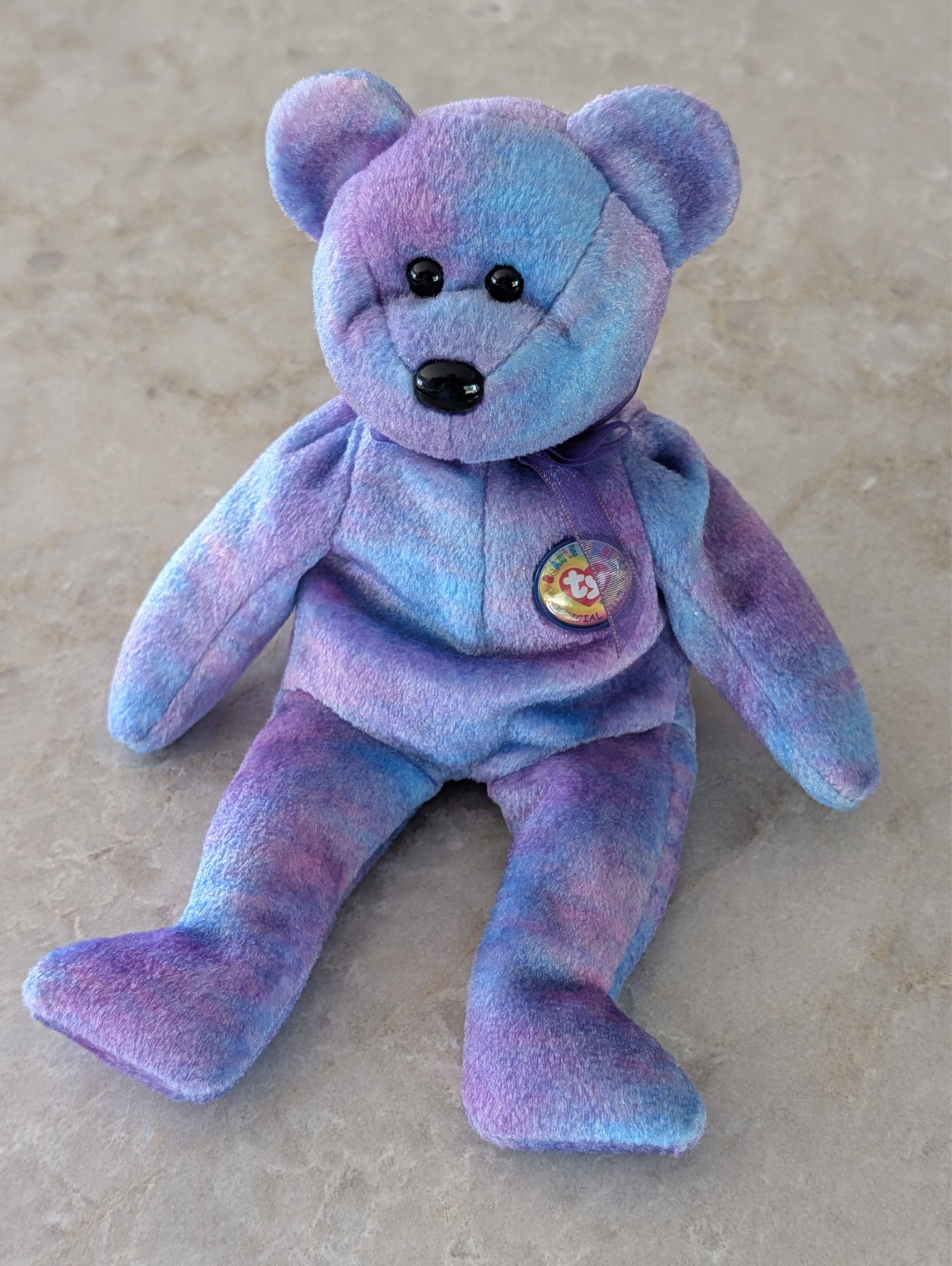 TY Beanie Babies-2001-Clubby IV-Official Club Bear Purple Blue Pink