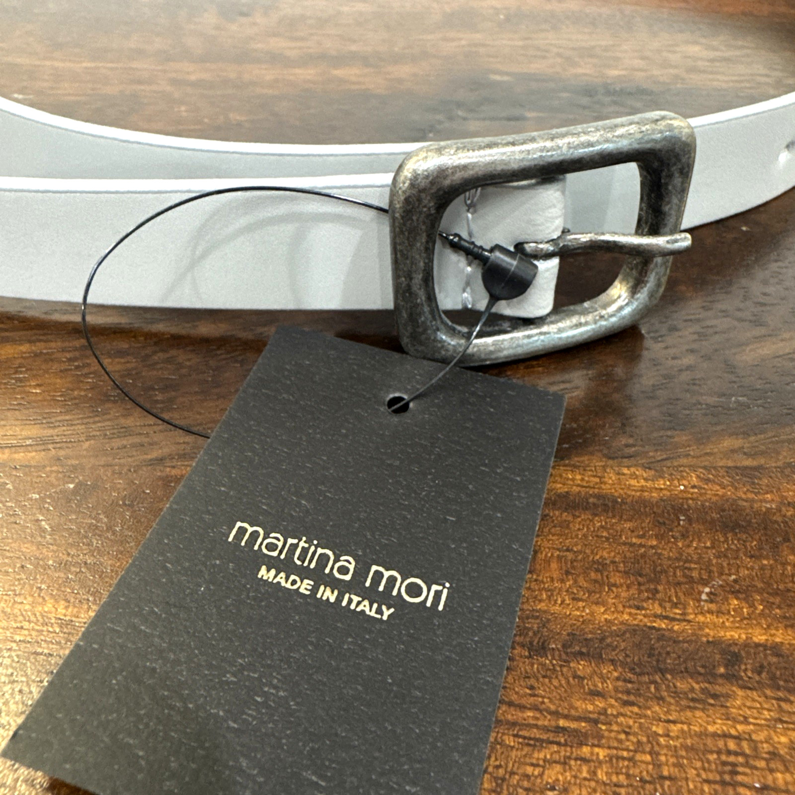 MARTINA MORI made in Italy Genuine leather smooth chunky buckle belt Size L