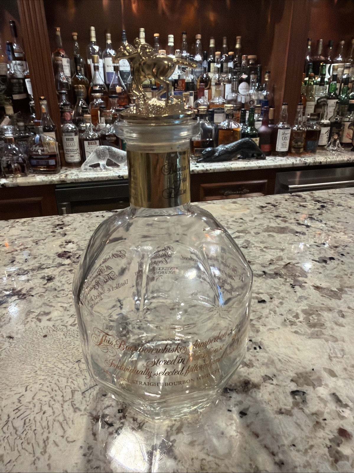 Blanton’s Gold Edition Bourbon Whiskey Empty Bottle w/ "L" Gold Topper