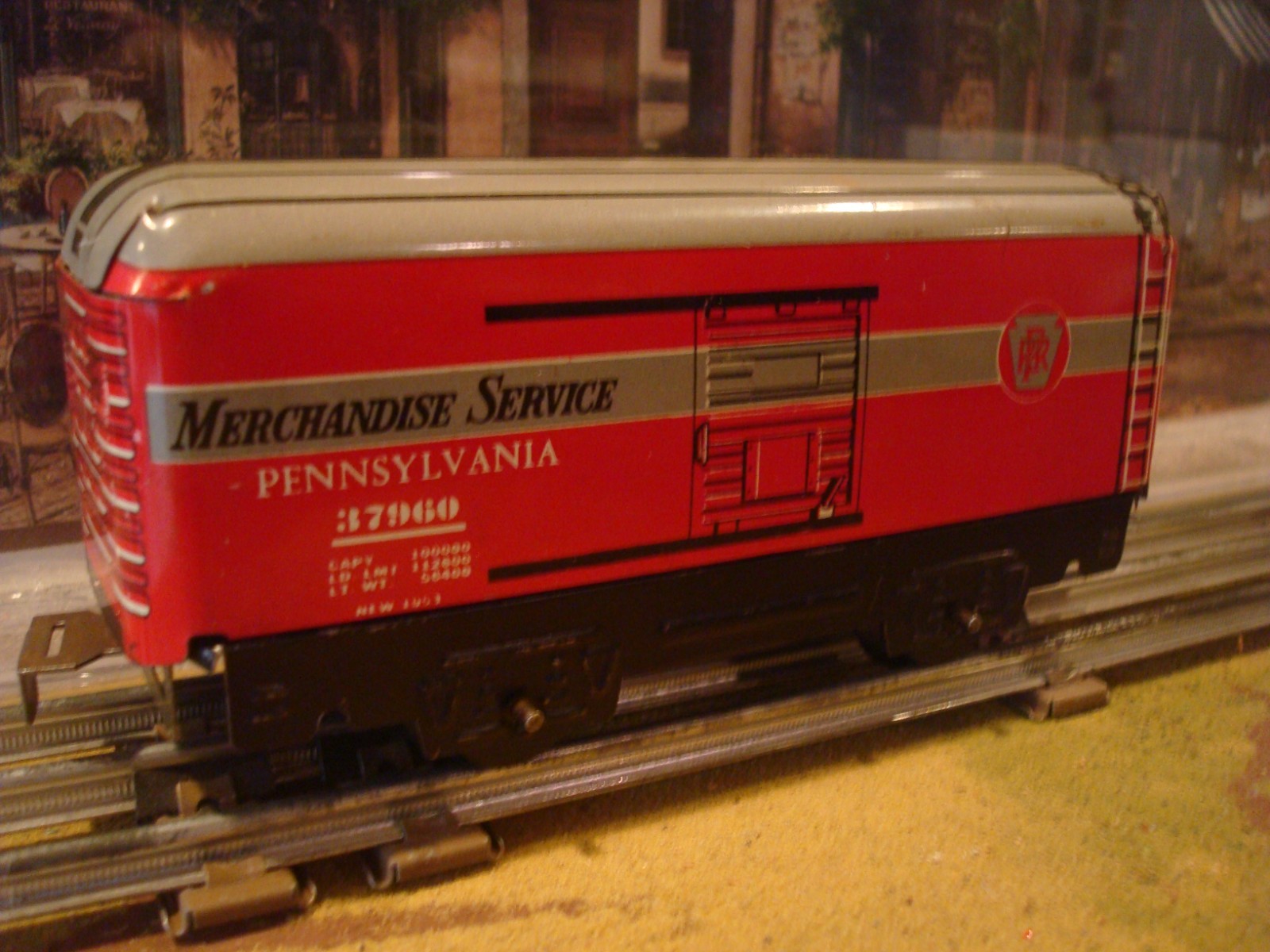 MARX TIN MERCH SERVICE #37960 BOX CAR PENNSYLVANIA RR MARLINES TINPLATE