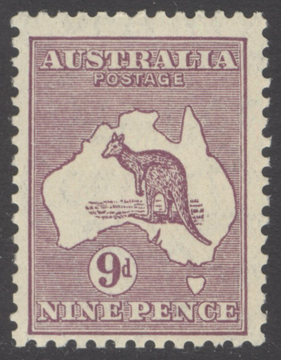 SG 133 Australia 1931-36. 9d violet. A fine fresh lightly mounted mint example..