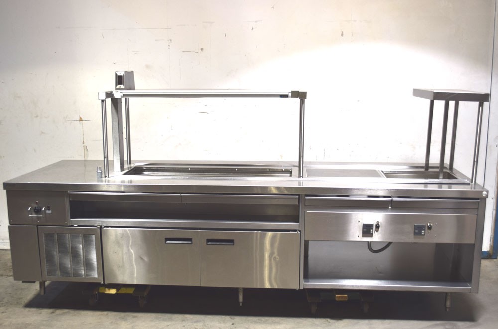 Delfield 18SC72V 128" Heated Refrigerated Well Hot Table Food Work Prep Table Dr