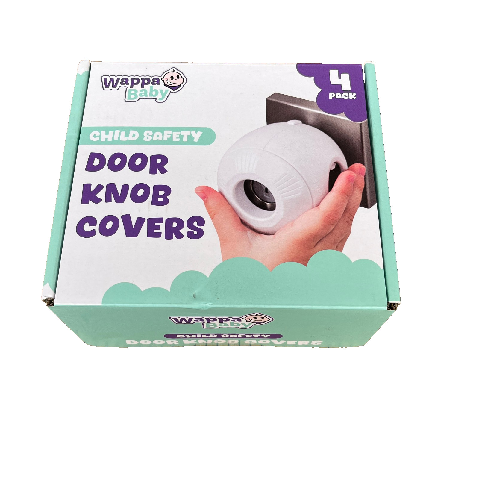 Child Safety Door Knob Cover (4 Pack) Hard-to-Remove Dual-Lock Door Handle