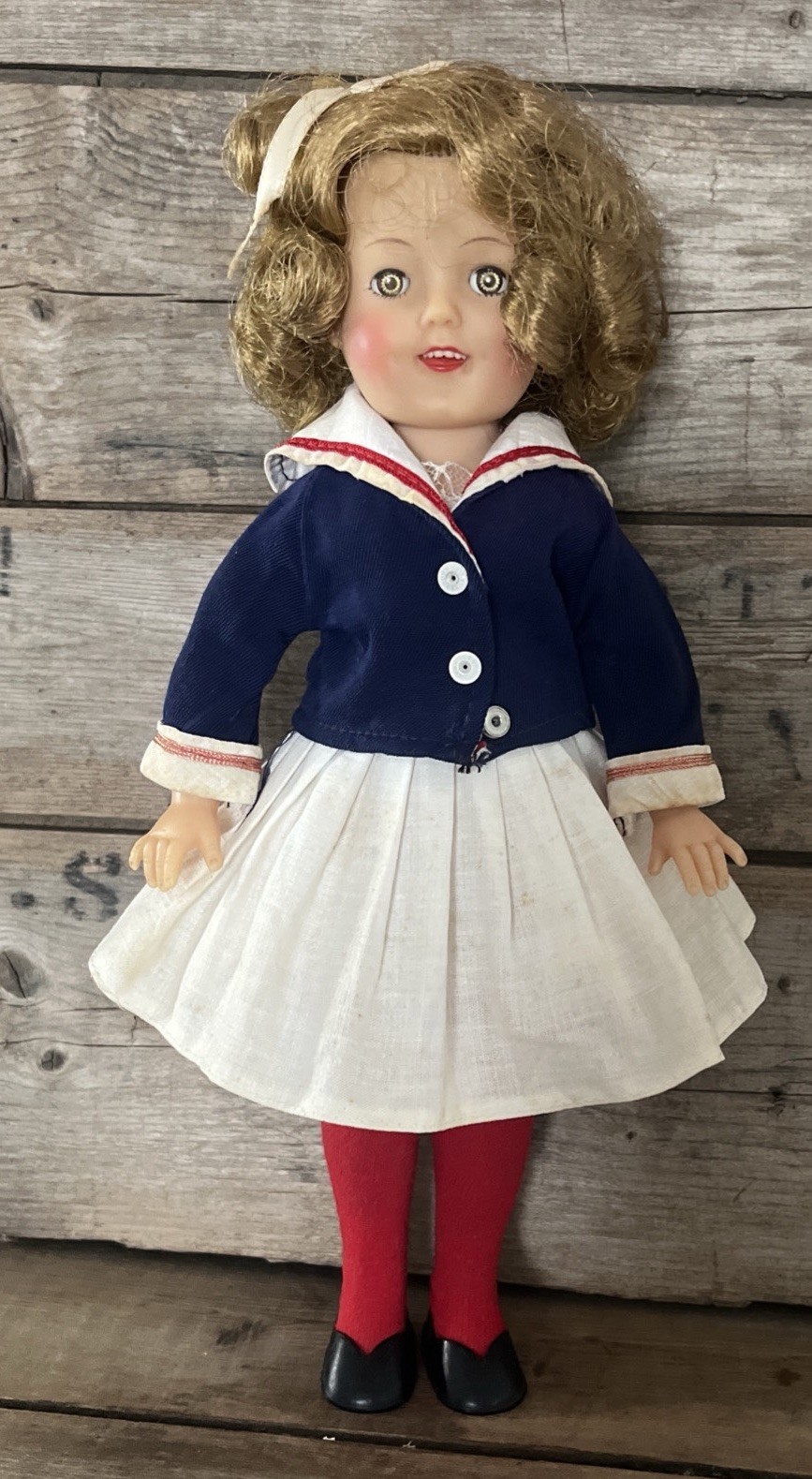 1950’s IDEAL Shirley Temple 12” Doll Sleepy Eyes Original Outfit and Script Pin