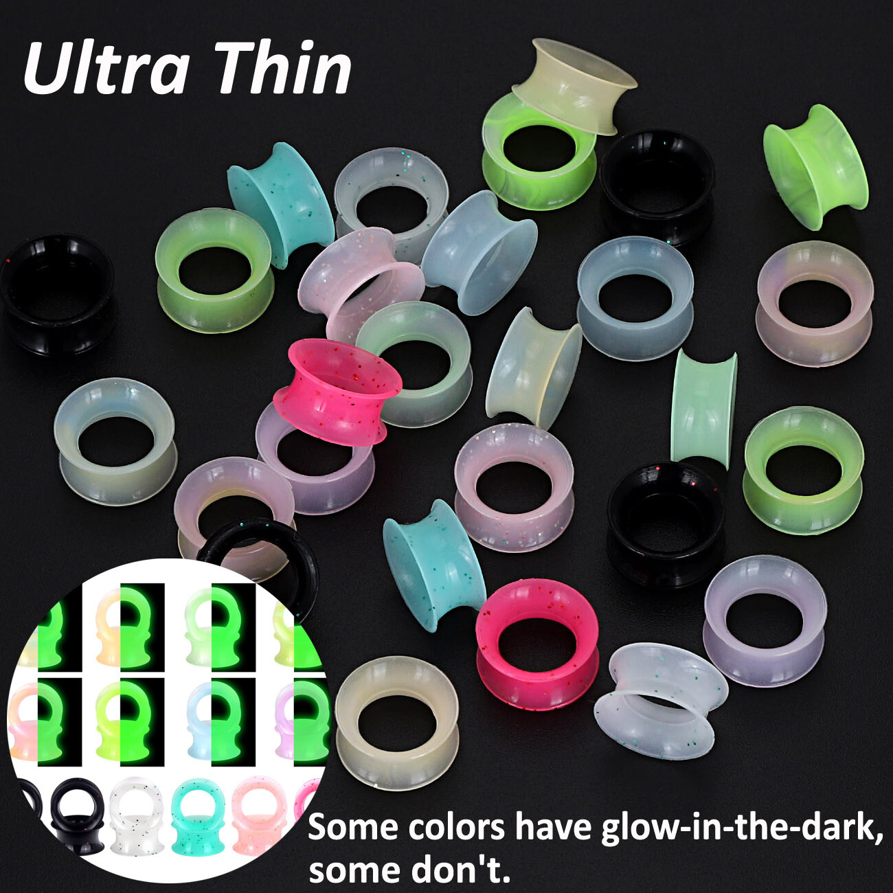 10/20pcs SOFT Silicone Ear Skins Ear Plugs-Ultra Thin Ear Gauge Flesh Tunnels